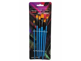 Pack 6 pinceles mango azul punta chata